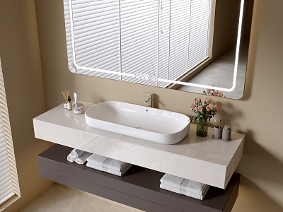 Modern Bathroom Cabinet Bathroom Counter Basin Bathroom Decoration Mirror Cabinet Sink 3d model