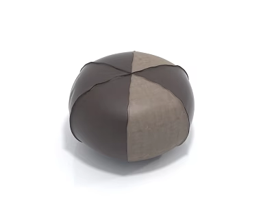 Modern Round Leather Stool Featuring Dark And Light Patched Design For Comfortable Seating 3d model