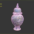 Blue And White Ceramic Sculpture Jar With Intricate Carved Patterns And Decorative Lid