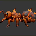 Flaming Lava Style Ant 3D Model Featuring Glowing Cracks and Orange Red Hues