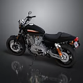Black Motorcycle with Orange Accents Modern Design Leather Seat and Chrome Exhaust