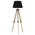 Modern Wooden Tripod Floor Lamp With Black Lampshade For Home Decoration