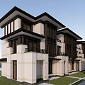 Modern Townhouse Exterior Design With Stone Siding Large Windows And Balconies