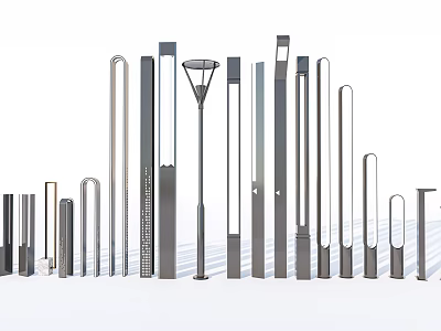 Modern Lighting Fixture Collection Showcasing Different Stylish Shapes and Metal Bodies 3d model
