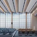 Modern Spacious Conference Room Interior With Large Windows Arranged Seats And Projection Screen