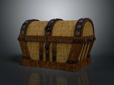 Vintage Wooden Storage Chest With Metal Accents And Decorative Design For Household Use 3d model
