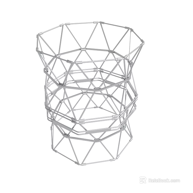 Geometric Metal Wire Structure With Interconnected Lines For Decorative Use 3d model 