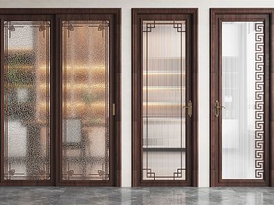 New Chinese style flat door glass sliding door single door model