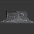 Antique Stone Octagonal Garden Ornament With Carved Patterns And Tiered Base 3d model