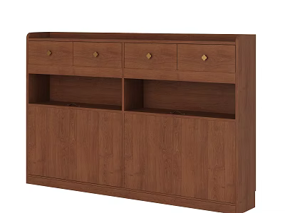 Modern Wooden Storage Cabinet With Drawers Cabinet Doors And Open Shelves 3d model
