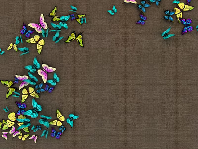 Numerous Colorful Butterflies Flying with Vibrant Hues on Brown Textured Background 3d model