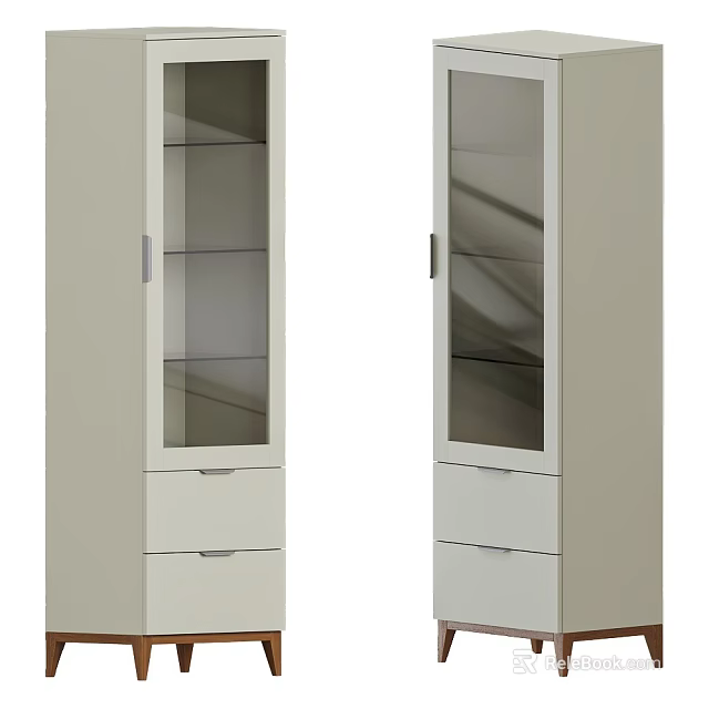 Modern Storage Cabinet With Glass Doors Drawers And Shelves For Home Organization 3d model 