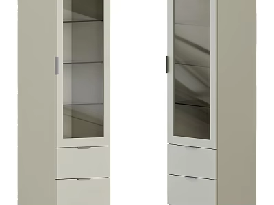 Modern Storage Cabinet With Glass Doors Drawers And Shelves For Home Organization 3d model