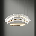 Modern Chandelier with Multi layered Circular Rings and Sleek Illuminated Metal Frame Design