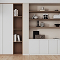 Cream Style Nordic Decorative Cabinet Bookcase 3d model