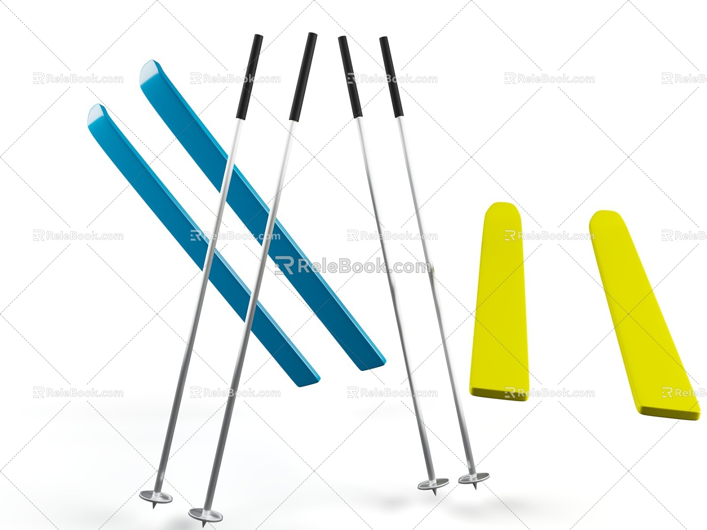 Sporting Goods Ski Goods Ski Cartoon Sporting Goods MG Style 3d model