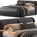 Modern dark gray double bed 3d model