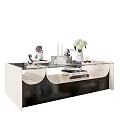 Modern Coffee Tables With Marble Tops Metal Bases And Decorative Vases Frames