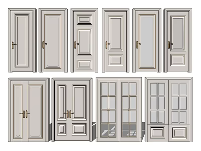 Various Interior Swing Door Designs With Panel And Glass Options For Home Decor 3d model