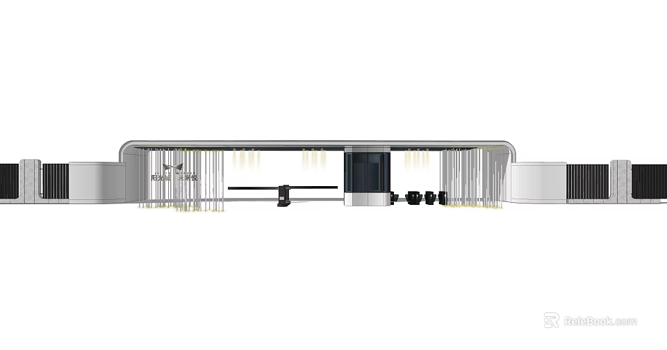 Modern Entrance Gate Design With Glass Panels Metal Frame And LED Lighting 3d model 
