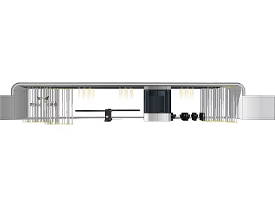 Modern Entrance Gate Design With Glass Panels Metal Frame And LED Lighting 3d model