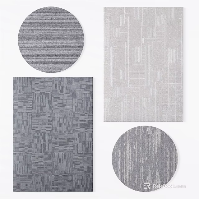 Modern Square Rugs With Geometric Patterns Textured Surfaces And Neutral Tones 3d model