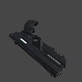 Futuristic Black Pistol With Illuminated Strip And Modern Sci Fi Weapon Design