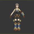 Mechanical Style Daily Life Clothing Accessories With Brown Shorts Blue Red Boots And Arm Cuffs