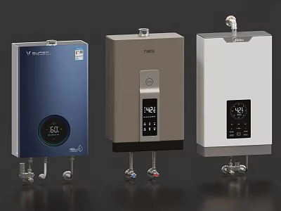 Tankless Water Heaters as Modern Kitchen Appliances with Digital Display and Temperature Control 3d model
