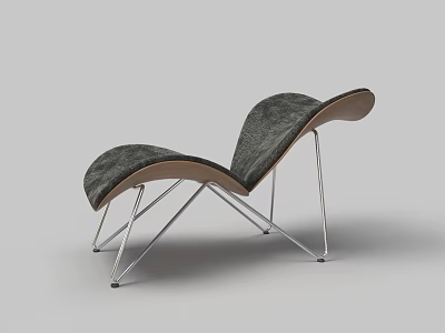 Modern Leisure Chair With Curved Upholstered Seat And Stylish Metal Legs Design 3d model