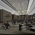 Luxurious Sales Center Interior Design With Modern Chandeliers Sofas And Coffee Tables
