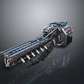 Advanced Sci Fi Weapon With Complex Mechanical Structure Metal Components And Red Accents 3d model
