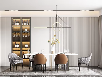 Light Luxury Dining Table and Chair Combination 3d model