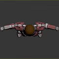 Red And Gray Armored Game Movie Character With Outstretched Arms