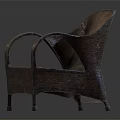 Wooden Textured Leisure Chair With Curved Armrests And Classic Surface Design