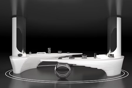 Baizhu landscape column device exhibition hall product cabinet beautiful Chen equipment 3d model