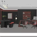 Modern Luxury Executive Office Interior With Elegant Orange And Dark Tone Comfortable Office Furniture