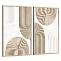 Abstract Art With Curved Lines Striped Patterns In Neutral Tones 3d model