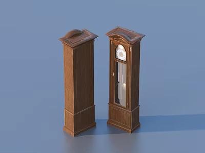 Decorative Ornament Set With Two Wooden Grandfather Clocks For Home Decor 3d model