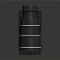 Blue And Black Spaceship Parked In Dark Space Station Tunnel With Large Circular Structure