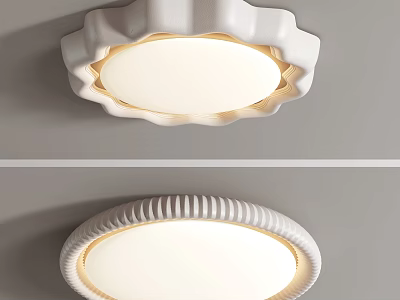 Modern White Ceiling Light with Scalloped and Ribbed Edge Design Soft Illumination for Home Interior 3d model