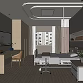 Modern Hospital Ward Interior Design With Bed Desk Chair TV Window And Plant