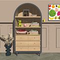 American Style Wardrobe Entrance Side Cabinet 3d model