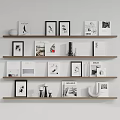 Modern Minimalist Wall Cabinets With Decorative Items Photo Frames And Books