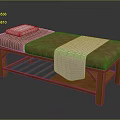 Wooden Frame Massage Bed With Brown Padded Cushion White Pillow And Towel