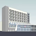 Modern Hospital Building With Glass Facade Multiple Floors And Red Cross Symbol
