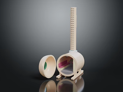 Medical Laboratory Equipment With Cylindrical Body Open Lid And Colored Internal Components 3d model