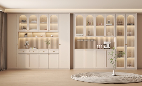 French Wine Cabinet Cream Wine Cabinet 3d model