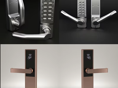 Modern Smart Door Handle With Digital Keypad And Sleek Metallic Finishes Design 3d model