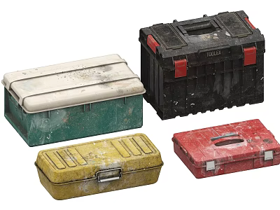 Sturdy Hardware Toolboxes In Various Colors For Practical Workshop Storage 3d model